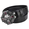 Belts Skull belt embossed pattern denim leather fashionable buckle Q240401