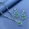 Ensemble collier et boucles d'oreilles en zircone cubique, 2 pièces, longue chaîne de pull, bijoux de fête de mariage saoudien dubaï, 2024