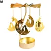 Ljushållare unika roterande stativ gyllene legering lämnar karusellljusstake för bröllopsfest bord jul special