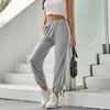 Pantalon femme 2024 sauvage pantalon décontracté mode couleur unie bande latérale couture taille haute faisceau pieds élastique sport Long