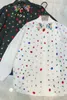 Female Rainbow Color Diamonds Shirts Rhinestones Beaded White Blouse Spring Fall Single Breasted Vintage OL Cardigan Tops Blusas 240321