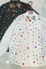 Femme arc-en-ciel couleur diamants chemises strass perlé chemisier blanc printemps automne simple boutonnage Vintage OL Cardigan hauts Blusas 240321