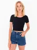 Camiseta de mujer Mujeres o Camas de cuello Y Crop Cubrete Tops de manga corta Damas Casco Casual Moda de verano Slim Corsé Drop entrega dhjfb