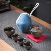 TeAware setleri Çin çaydanlık çayı seti seramik taşınabilir bir pot dört bardak açık seyahat gaiwan fincan tören çay fincanı