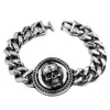 Chain Gothic Biker Skull Armband Roestvrij Staal Titanium Sieraden Fashion Cool Skull Motorcycle Biker Heren Jongens Armband SJB0350 Q240401