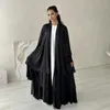 Vêtements ethniques Ramadan Eid Satin Tunique Cardigan à manches longues Musulman Abayas Kimono Musulmane Dubaï Robe de mode Arabe Couche Abaya Tenue