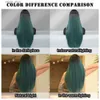 Synthetic Wigs NAMM Layered Wig Synthetic Green Top Dyed Black Wig for Women Cosplay High Density Black Wavy Wigs with Fluffy Bangs Glueless Y240401