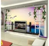 Wallpapers personalizado po papel de parede para paredes 3 d mediterrâneo murais romântico seaside paisagem tv fundo papéis de parede sala de estar