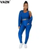 Damen Zweiteilige Hosen VAZN 2024 High-End Daily Young Full Sleeve Cloth Group Lange 1 Unterwäsche Skinny Damen 3 Set