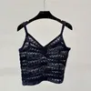 Sexy Cropped Women Shirts Singlet Knitted Hollow Women Camis Tops Tees Luxury Designer Summer Beach Holiday Sling Shirt Knits