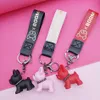 Sleutelhangers Lanyards Mode Hond Sleutelhanger Franse Bulldog PU-lederen sleutelhanger voor vrouwen Bag Charm Trinket Mannen Autosleutelhanger Sieraden Cadeau J240330