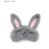 Masques de sommeil mignon dessin animé long lapin oreille en peluche Masque facial de sommeil confort