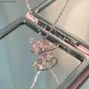 Colares com pingente Y2k cristal amor em forma de coração colar com pingente adequado para mulheres rosa doce legal zircão kravik corrente elegante e moderno colar joia
