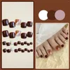 False Nails Woman Glossy Toe Fake Nail Reusable Short Square Artificial Manicure Art For Women And Girls Decoration