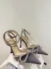 Mach Satin Bow Slingbacks Pumps Crystal Embellished Evening shoes 6cm stiletto Heels sandals women kitten Heel Luxury Designers ankle strap Dress shoe