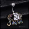 Navel Bell Button Rings Vintage Elephant Cute Small Navel Belly Button Rings Steel Bars Personalized Body Piercing Jewelry Drop Deli Otogx