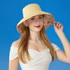 Wide Brim Reversible Bucket Hat Womans Outdoor Sun Beach Fisherman Cap Ladies Summer UV Protection Panama Hats Girl Visor 240311