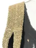 Casual Dresses Ailigou 2024 Summer Women's Gold Edge Sequins Sexig ärmlös rygglös tät midi -klänning Elegant kändisfest