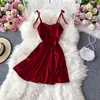 YuooMuoo Chic Fashion Damen Prinzessin Schnürriemen Minikleid Weihnachten Rot Y2K Sexy Rückenfreies A-Linie Partykleid mit hoher Taille 240320