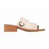 Luxe sandalen Designer damesslippers Zachte schoenen Geborduurd linnen Hoge hak Sandale Sliders hoge kwaliteit casual