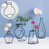 Vases Retro Iron Wire Vase Dried Fresh Flower Arrangement Art Crafts Nordic Style Creative Ornaments Rack Decoration