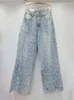 Jeans da donna Moda vintage buco rotto dritto 2024 Articoli primaverili Bottoni a vita alta Pantaloni in denim Donna 11XX7763