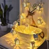 LED Strings 2M Wood House String Light Fairy Garland USB/Battery Operated Festoon for Xmas Wedding Party Bedroom Table Decoration Lamps YQ240401