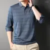 Männer Polos Mode Baumwolle Polo-Shirt Für Männer Langarm Gestreiften Herbst Und Frühling Kleidung Business Casual Männliche Koreanische Tops