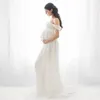 Maternity Trailing Long Dresses Sexy Po Pography Props Pregnant Women Black White Soft Lace Chiffon Pregnancy Maxi Gown 240319