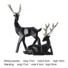 2 pièces géométrique Couple cerf Statue wapiti Figurine résine Sculpture maison salon table ornement noël décoration cadeau 240311