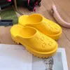 2024 Men's slip on sandal Women's platform perforated G sandal Hollow Shoes Jelly colors High Heel Summer Rubber lug sole mules