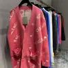 balencigs Diseñador sudaderas con capucha para hombre suéteres suéter versión alta familia mousse elástico letra oblicua versión suelta con cuello en v cardigan de punto sw 2PSX