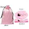 Gift Wrap HDEBAG Custom Logo Silk Satin Drawstring Packaging Bags Headband Shower Cap For Hair Wigs Grip Band Laying Scaf Wrapping