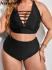 0XL 4XL Sexy V-hals Bikini Grote Maat Badmode Plus Vrouwen Badpak Vrouwelijke Twopieces set Bader Badpak V3783 240322