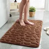 Bath Mats Household Water Absorbing Floor Mat Anti-Slip Solid Color Cobblestone Texture For Bathroom Kitchen Living Room Entrance