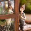 Estatuetas decorativas floresta elfo pintado à mão resina ornamento decoração para casa jardim de fadas decoração rústica em miniatura acessórios para crianças