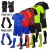 Fußball-Trikots für Kinder und Erwachsene, Jungen- und Mädchen-Fußball-Bekleidungssets, Jugend-Fußball-Sets, Trainings-Trikot-Anzug mit Socken, Schienbeinschoner 240315