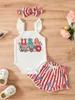 Kläder sätter babyflickor 2st blommor klänning set ärmlös ruffle romper solros tryck kjol pannband ensemble