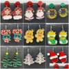 Charm Christmas Studs Acrylic Drop Earrings Fashion Jingle Bell Xmas Tree Dangle Crutch Snowman Snowflake Santa Claus Glitter Teardrop Dhjr5