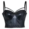 Tanques femininos 2024 mulheres sexy bustier steampunk preto pu couro push up bralet gótico punk sutiã lingerie noite clube festa recortada top colete