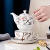 TeAware Setleri Porselen Çay Bir Set için Bir Set Ile Gold Trim Floral Çaydan Kupa Sakser Zarif Çiçek ve Kuş Resimleri