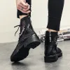 Botas Botas de motocicleta para hombres Mal de malla negra LaceUp 2022 Nueva cadena punk Gothic Women's Boots Plataforma Zapatos Mujeres Botas de verano