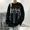 Maglioni da uomo Y2K Abiti gotici Scheletro Streetwear Stile Harajuku Moda Emo Maglione lavorato a maglia Piviere Autunno Drop Delivery Abbigliamento Clothin Dh16N