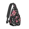 Rucksack mit rosa Rosen-Blumenmuster, Umhängetasche für Herren, individuelle Blumen-Brust-Umhängetasche für Reisen, Tagesrucksack