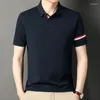 Männer Polos 2024 Baumwolle Sommer Einfache Polo-Shirt Für Männer Kurzarm Solide T-shirt Gestreiften Manschette Luxus Casual Mann der Kleidung