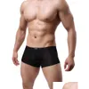 Sous-vêtements Hommes U Convex Pouch Tra-Thin Semi Transparent Sous-vêtements drôles Gays Y Boxer Shorts pour garçon Sports Bottom Culotte Drop Delive Otvox