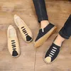 Chaussures décontractées été pêcheur hommes lin toile mode tendance confortable Espadrilles classique sans lacet mocassins