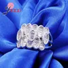 Cluster Rings Luxury Design Unique Wide Silver Needle For Women Engagement Jewelry 925 Sterling Bijoux Female Ring