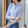 Roupas femininas comute listrado camisa primavera outono manga longa moda singlebreasted casual turndown colarinho blusa 240322