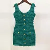 Casual Dresses Dress Fashionable Lion Button Tassel Border Tweed Vest With Suspender